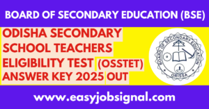 OSSTET Answer Key 2025