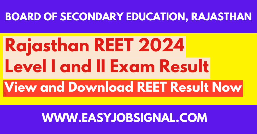 Rajasthan REET 2024 Result Out